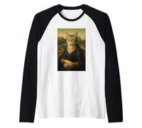 Portrait Amusant de Chat Mona Lisa Parodie Félin Renaissance Art Portrait Manche Raglan