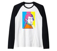 Portrait Amusant de Wolfgang Mozart Style Pop Art Manche Raglan