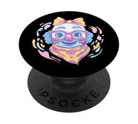Portrait Amusant du Personnage de Blue Clown Kawaii Circus PopSockets PopGrip Adhésif