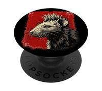 Portrait Animalier Punk, Rat, Rock, Art Rebelle PopSockets PopGrip Adhésif