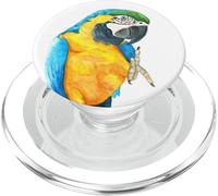 Portrait Aquarelle Ara Bleu et Jaune PopSockets PopGrip pour MagSafe