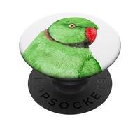 Portrait Aquarelle de Perruche aux Anneaux Roses PopSockets PopGrip Adhésif
