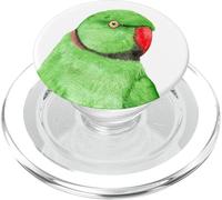 Portrait Aquarelle de Perruche aux Anneaux Roses PopSockets PopGrip pour MagSafe