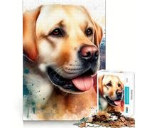 Portrait Aquarelle d'un Labrador doré Puzzle 1000 pièces Jeu Amusant Technologie de découpe Laser avancée Jouet de Divertissement d'intérieur pour Les Vacances (38x26cm)