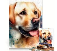 Portrait Aquarelle d'un Labrador doré Puzzle de 1000 pièces pour Adolescents Favorise la Concentration, améliore Le Calme et distrait Cadeau mémorable (38x26cm)