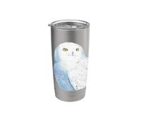 portrait aquarelle oiseau de proie hibou des neiges Gobelet isotherme en acier inoxydable double paroi