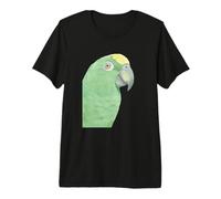 Portrait Aquarelle Perroquet Amazon Couronne Jaune T-Shirt Haut de Gamme