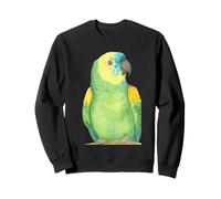 Portrait Aquarelle Perroquet Amazon Front Bleu Sweatshirt