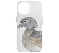 Portrait Aquarelle Poule colvert Miroir Bleu Coque pour iPhone 14