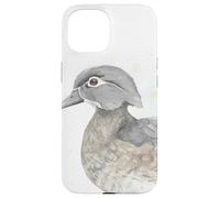 Portrait Aquarelle Poule colvert Miroir Bleu Coque pour iPhone 15
