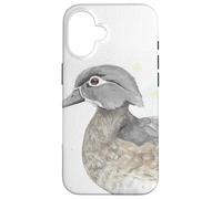 Portrait Aquarelle Poule colvert Miroir Bleu Coque pour iPhone 16