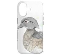 Portrait Aquarelle Poule colvert Miroir Bleu Coque pour iPhone 17