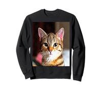 Portrait Artistique de Chat tigré Brun aux Yeux Jaunes Sweatshirt