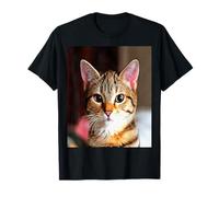Portrait Artistique de Chat tigré Brun aux Yeux Jaunes T-Shirt