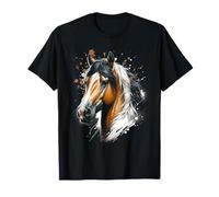 Portrait artistique d'un cheval avec des éclaboussures de peinture T-Shirt