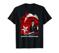 Portrait Atatürk avec Drapeau et ne Mutlu T-Shirt