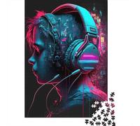 Portrait Casque Cyberpunk Puzzle 1000 Pièces Papier pour Adultes Coloré Nuit Jeu de Puzzle 1000 Pièces Détente Décoration Familiale Cadeau 52x38cm/1000pcs