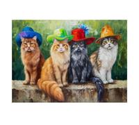 Portrait Chat Chapeau Puzzle, 1000 Pièces pour Adultes Haute Qualité