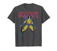 Portrait Classique de Wolverine avec Marvel X-Men T-Shirt, Homme, Chiné Foncé, S