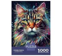 Portrait coloré de Chat_6 1000 Pièces Coffret Puzzle Puzzle Classique Carton Solide - Ultra Dur pour Couples, Top Noté, Activité Parfaite À La Maison 70x50cm/1000pcs