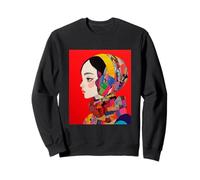 Portrait Coloré et Audacieux Art Moderne en Style Patchwork Sweatshirt