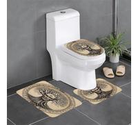 Portrait Complexe en Noir Et Blanc d'un Homme-Arbre, De Forme Circulaire Lot De 3 Tapis Bain Durable Tapis De Toilette Décoratif Carpettes De Toilette pour Douche Intérieur Maison