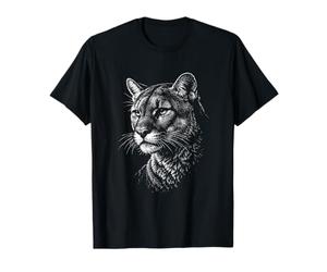 Portrait Cougar Noir et Blanc Amoureux des Animaux T-Shirt