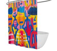 Portrait d’Enfants Graffiti Rideau de Douche Rideau de Douche Street Art coloré pour Salle de Bain Décoration Style Urbain Tissu étanche en Polyester 120 x 180 cm