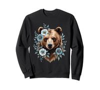 Portrait d’Ours avec Éléments Floraux Sweatshirt