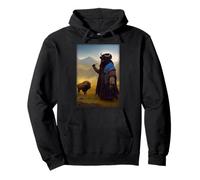Portrait d Un Bison dans des vêtements chamaniques - Personnage Complet Sweat à Capuche