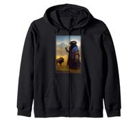 Portrait d Un Bison dans des vêtements chamaniques - Personnage Complet Sweat à Capuche
