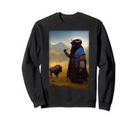Portrait d Un Bison dans des vêtements chamaniques - Personnage Complet Sweatshirt