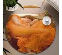 Portrait d’Une Femme Tapis Rond Lavable 170cm Flaming June Antidérapant Sol Intérieur Sol Cercle Tapis pour Chambre Salon Salle À Manger