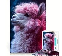 Portrait d'alpaga Rose Duveteux Puzzle de 1000 pièces pour Adolescents Jeu de logique et de Sens Simple, Amusant, Bords Lisses Cadeau élégant (38x52cm)