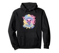 Portrait d'autruche Souriant en Hiver avec Personnage Rose Sweat à Capuche