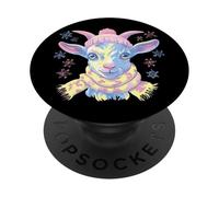 Portrait de bébé Souriant en Hiver Motif chèvre Rose PopSockets PopGrip Adhésif