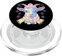 Portrait de bébé Souriant en Hiver Motif chèvre Rose PopSockets PopGrip pour MagSafe