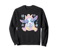 Portrait de bébé Souriant en Hiver Motif chèvre Rose Sweatshirt