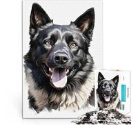Portrait de Berger Allemand Noir Puzzles de 1000 pièces pour Adolescents Jeux Jouets Cadeaux Excellent Cadeau pour Les Jeux 38x26cm