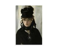 Portrait de Berthe Morisot avec un bouquet de violettes par Édouard Manet 1872 Poster impressionniste pour décoration d'intérieur sur toile Décoration murale Chambre à coucher Impression moderne