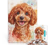 Portrait de Caniche Souriant Puzzle 1000 pièces pour Adolescents Jouets éducatifs Offrir en Cadeau à Toute la Famille 38x26cm