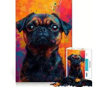 Portrait de Carlin avec Puzzle coloré de 1000 pièces pour Adultes Jeu Intelligent et Amusant à Assembler Ensemble Cadeau saisonnier (38x52cm)