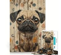 Portrait de Carlin sur Panneau de Bois Puzzle de 1000 pièces pour Adultes, renforce la mémoire, Passe-Temps à la Maison, Bords Nets, Cadeau élégant (38x52cm)