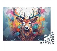 Portrait de cerf coloré Puzzle 1000 Pièces pour Adultes, Un Jeu De Dexérité Très Difficile Puzzle D'intelligence 52x38cm/1000pcs