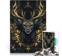Portrait de cerf doré Puzzle Adulte 1000 pièces Jouets addictifs pour Le défi de l'intelligence cérébrale Une œuvre d'art 38x26cm