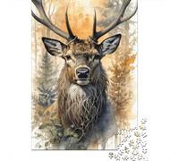 Portrait de cerf forêt 1000 Pièce Papier Écologique Jeu De Puzzle Couple Partenaires Jeu Stimulant Entraînement du Cerveau Décoration 38x26cm/1000pcs