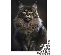 Portrait de Chat à Cheveux Longs 1000 Pièce Carton Extra Épais Jeu De Puzzle Adolescents Fans 12-18 Ans Entraînement du Cerveau Décoration Murale Le 70x50cm/1000pcs