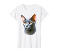 Portrait de Chat Bleu Russe T-Shirt Graphique avec Valeur