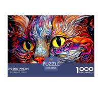 Portrait de Chat coloré_3 Papier De Qualité Design Imbriqué, Loisir Idéal pour La Détente, La Réduction du Stress Et Le Divertissement chez Soi 38x26cm/1000pcs