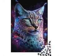 Portrait de Chat Cosmique 1000 Pièces Stock De Cartes Premium Puzzle De Bricolage Senior Jigsaw Enthusiastes Entraînement du Cerveau Décompression Cadeaux 38x26cm/1000pcs